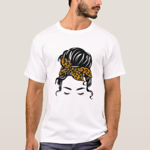 Camiseta Messy Bun Tee Com Leopard Cheetah Pattern Bandana