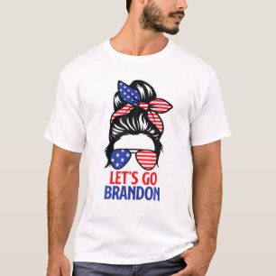 Camiseta Messy Bun Vamos Go Brandon Chant Funny Biden Polit