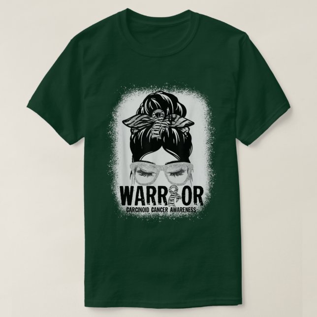 Camiseta Messy Bun Zebra Cancer Carcinoide Gi (Frente do Design)