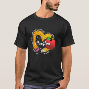 Camiseta Mestra Palavra Com Lápis Coração Espanhol ESL Bilí
