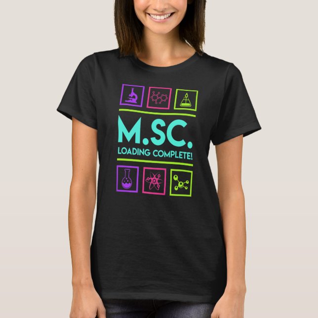 Camiseta Mestrados com grau de carga completa de mestrado e (Frente)