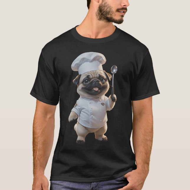 Camiseta Mestre chef pug cachorro (Frente)