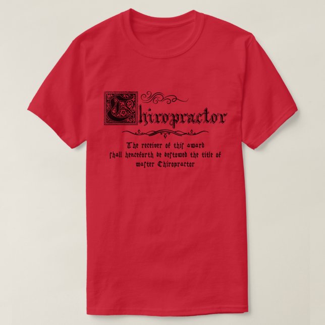 Camiseta Mestre Chiropractor medieval (Frente do Design)