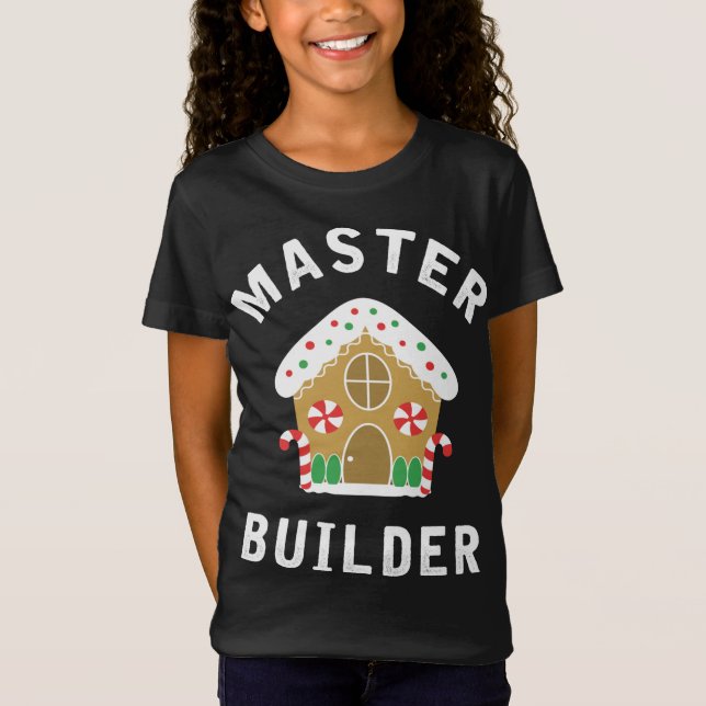 Camiseta Mestre Construtor Gingerbird House Engraçado Natal (Frente)