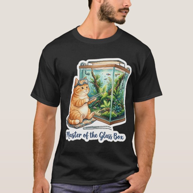 Camiseta Mestre da Caixa de Vidro - Aquascaping Gato (Frente)