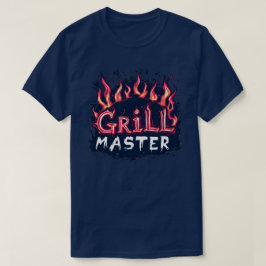 Camiseta Mestre da Grelha Tipografia de Churrasco Flamejant