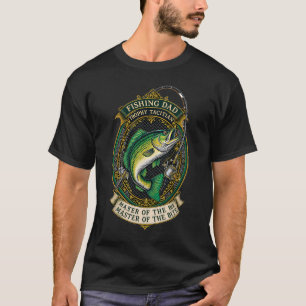 Camiseta Mestre da Mordida Emblema de Troféu de Papai Pesca