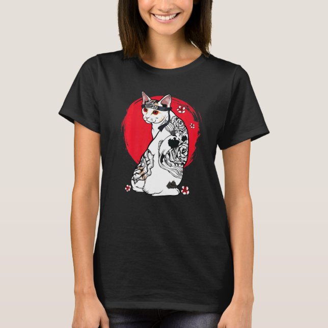 Camiseta Mestre de Professores de Tatuagem Cat, Samurai Sen (Frente)