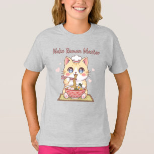 Camiseta Mestre de Ramen Kawaii Neko Gato Comida Chef Fofo