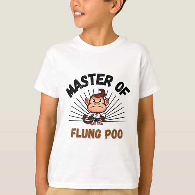 Camiseta Mestre do Flung Poo Engraçado Artes Marciais (Frente)
