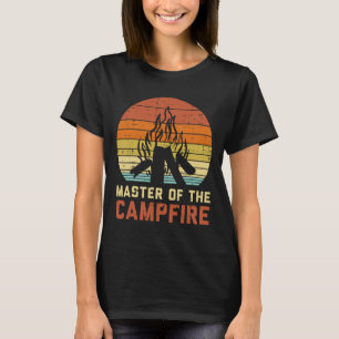 Camiseta Mestre do Fogo de Acampamento Pôr do Sol Retro Aca