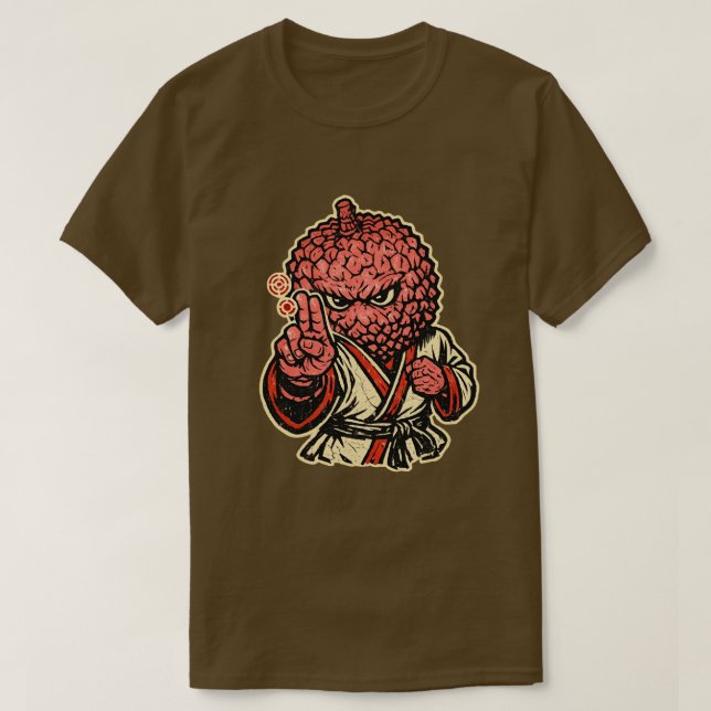 Camiseta Mestre do Ponto de Pressão do Litchi — Luta Retro  (Frente do Design)