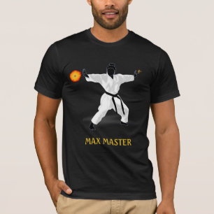 Camiseta Mestre faixa preta, bola de fogo e caligrafia