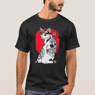 Camiseta Mestre Professor de Tatuagem de Gato Samurai Japon