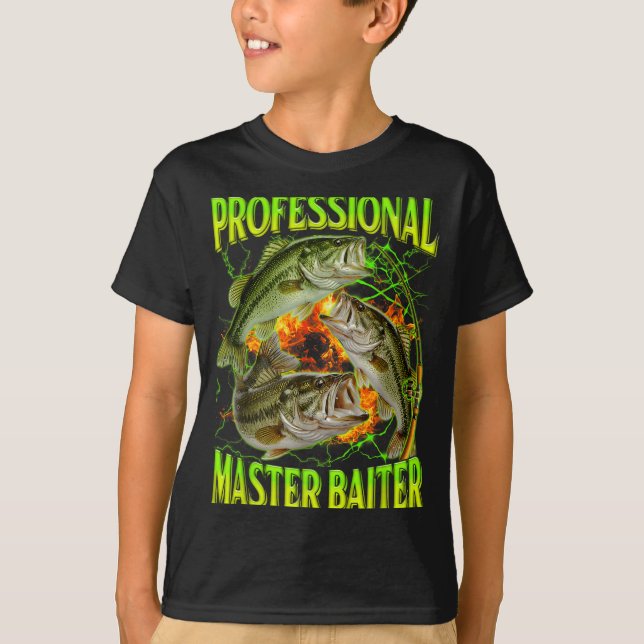 Camiseta Mestre profissional de isca meme engraçado de pesc (Frente)