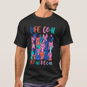 Camiseta Meta da Vida Acariciar Todos os Gatos Estilo Doodl