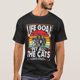 Camiseta Meta da Vida Acariciar Todos os Gatos Humor Sarcás