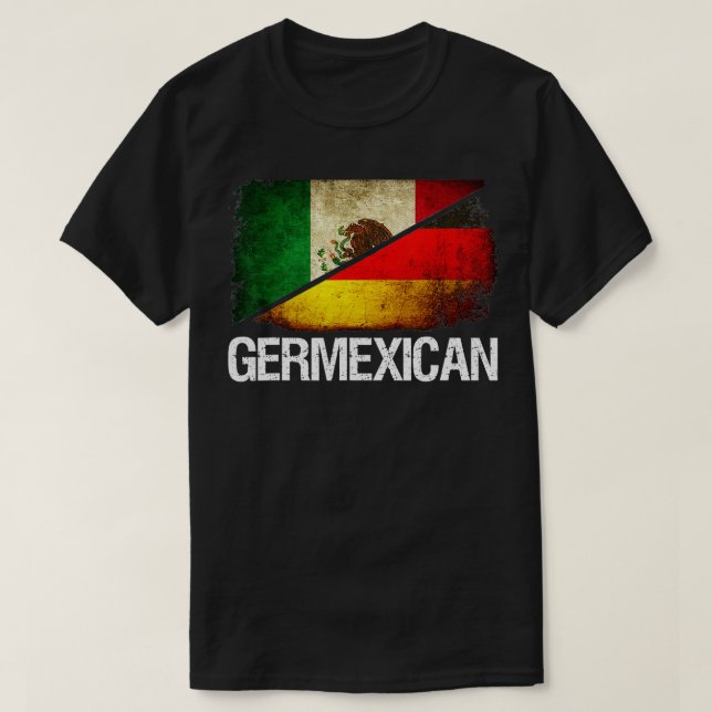 Camiseta Metade Alemã Metade da Bandeira Mexicana Hispani (Frente do Design)
