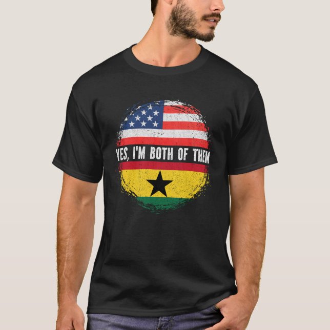 Camiseta Metade Americana Metade do Gana e EUA Bandeira Gan (Frente)