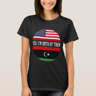 Camiseta Metade Americana Metade Libyan USA Bandeira Patrim
