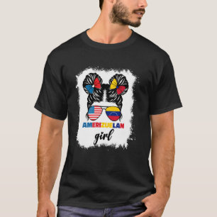 Camiseta Metade Americano E Venezuelano Bandeira EUA Venezu