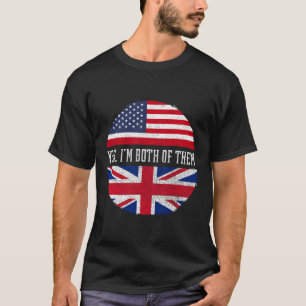 Camiseta Metade Americano Metade Britânico Bandeira Dos EUA