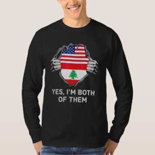 Camiseta Metade Americano Metade Libanês Bandeira EUA Líban