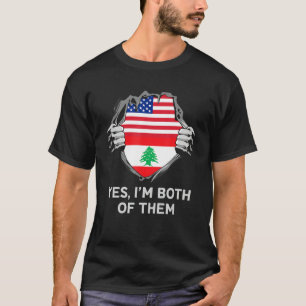 Camiseta Metade Americano Metade Libanês Bandeira EUA Líban