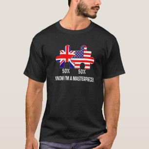 Camiseta Metade Bandeira Americana Metade Bandeira Britânic