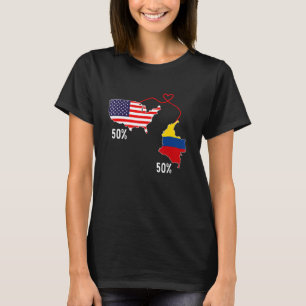 Camiseta Metade Bandeira Americana Metade Bandeira Colombia
