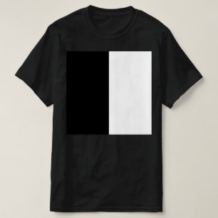Camiseta metade branco metade preto, metade preto metade br