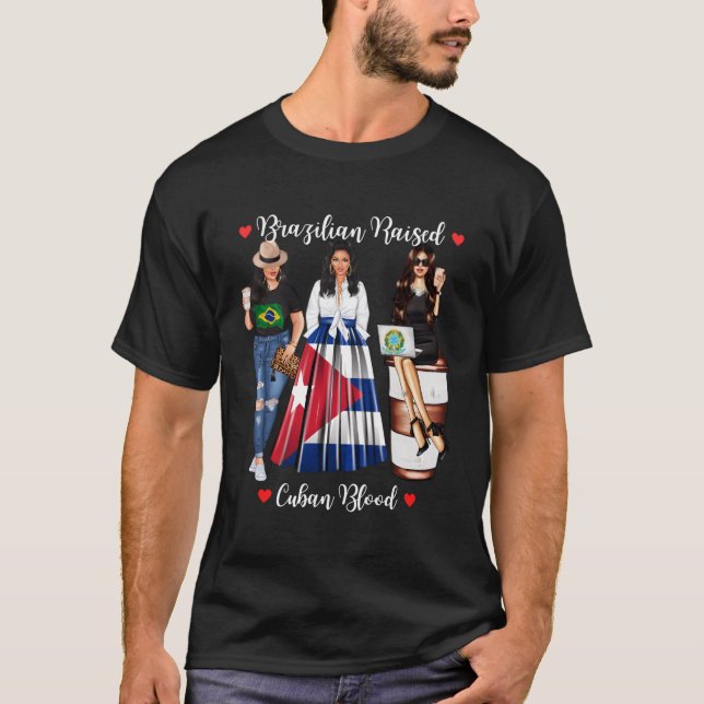 Camiseta Metade Cubana Levantada Em Cuba (Frente)