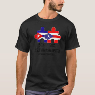 Camiseta Metade Cubana Metade do Mapa de Bandeiras Dominica
