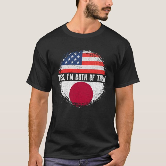 Camiseta Metade da América - Meio Japonês - EUA - Bandeira  (Frente)