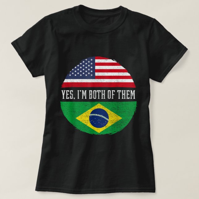 Camiseta Metade da América Metade do Brasil Bandeira Brasil (Frente do Design)