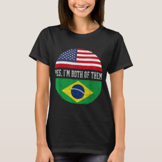 Camiseta Metade da América Metade do Brasil Bandeira Brasil