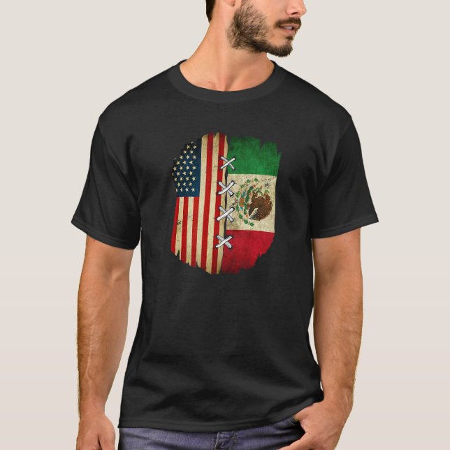 Camiseta Metade da América Metade do México Bandeira do Méx (Frente)