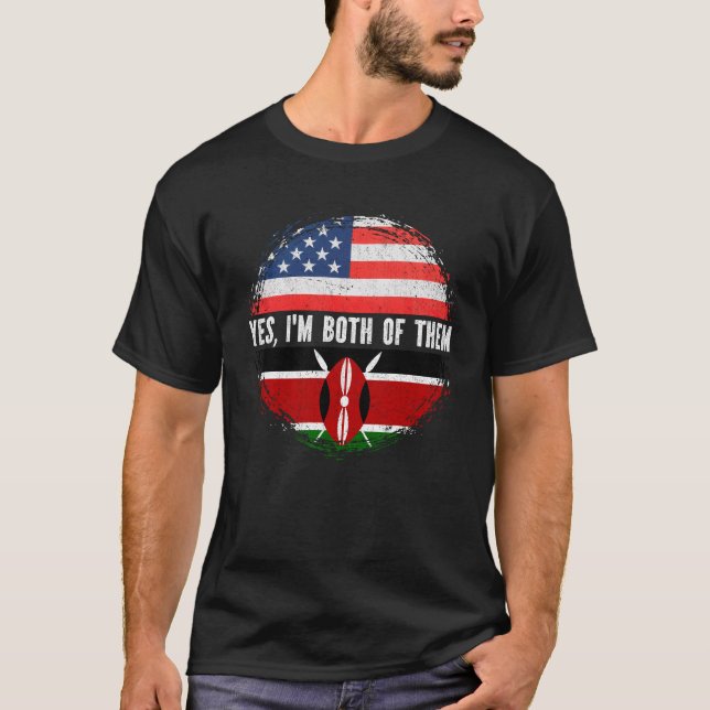 Camiseta Metade da América Metade do Quênia EUA Bandeira Pa (Frente)