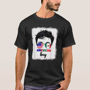 Camiseta Metade Da Bandeira Americana E Mexicana
