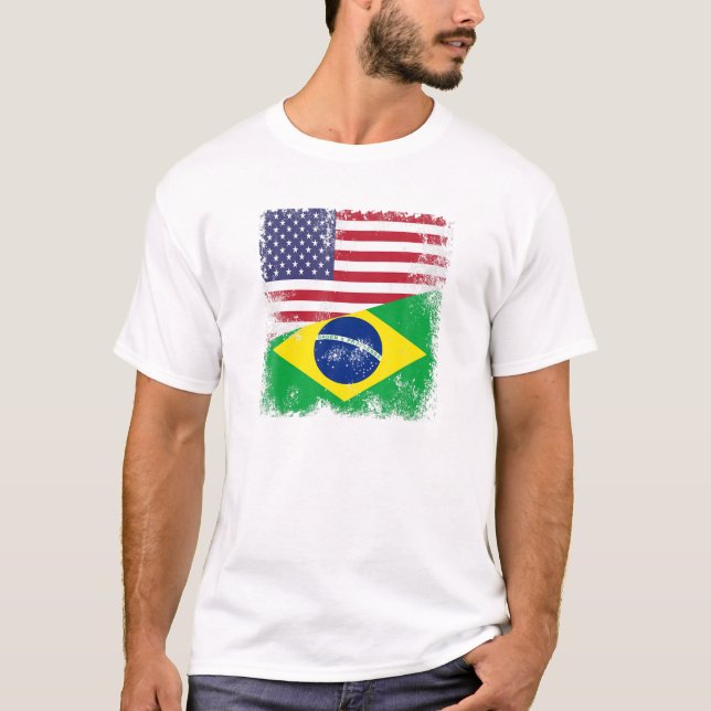 Camiseta Metade da bandeira brasileira | Presente Vintage B (Frente)