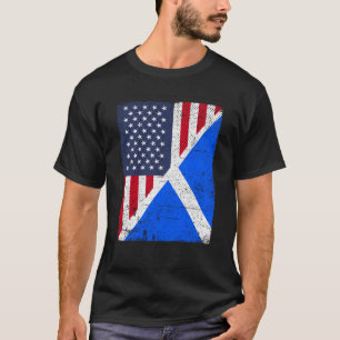 Camiseta Metade da bandeira dos EUA metade da bandeira da E