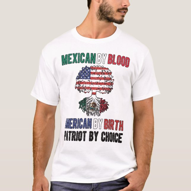 Camiseta Metade da Bandeira Média Americana Mexicana México (Frente)