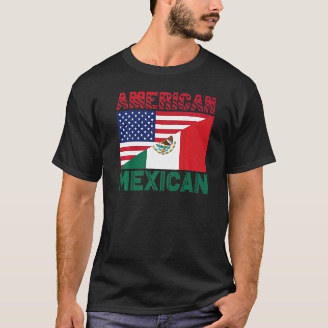 Camiseta Metade da bandeira mexicana (Frente)