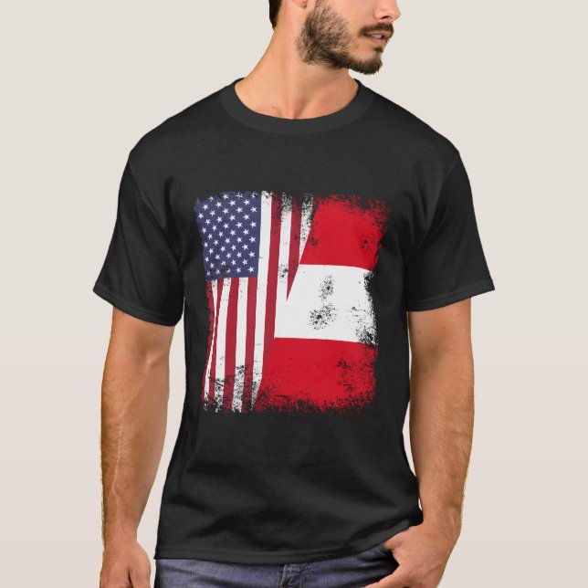 Camiseta Metade da bandeira peruana Peru (Frente)