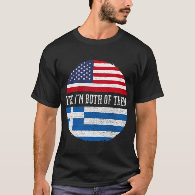 Camiseta Metade da Herança Grega de Grécia de Bandeira dos  (Frente)