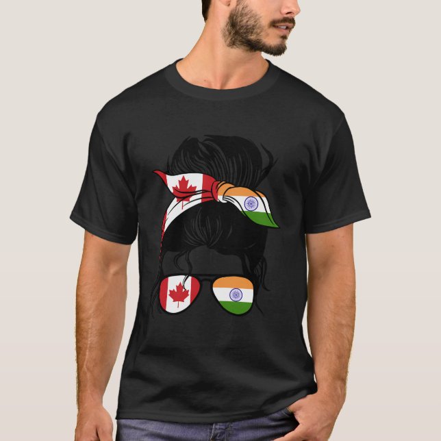 Camiseta Metade Da Índia Canadense Mix Canada E India Roo (Frente)