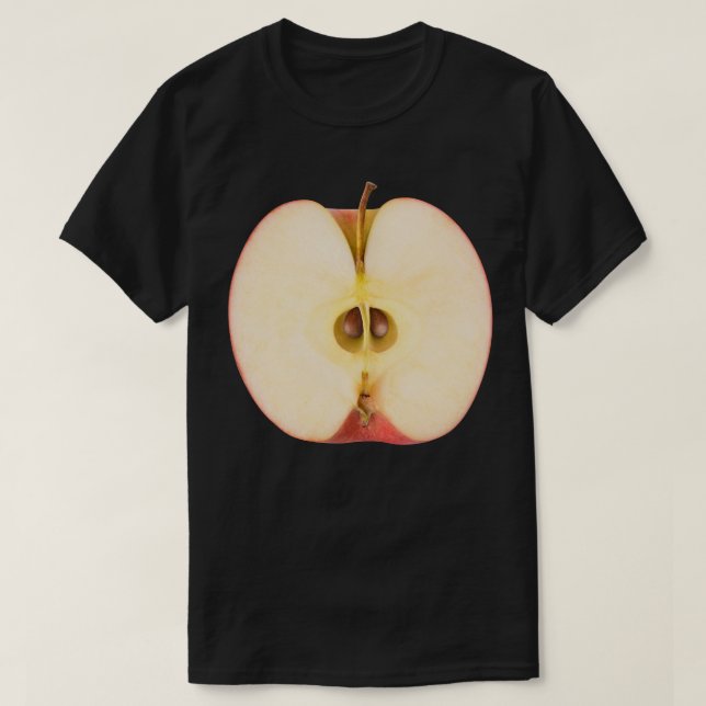 Camiseta Metade de maçã vermelha (Frente do Design)