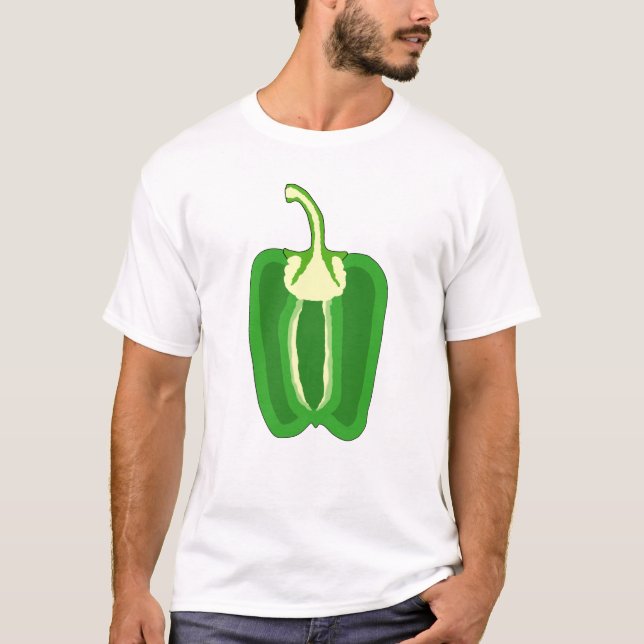 Camiseta Metade de pimenta de Bell verde (Frente)
