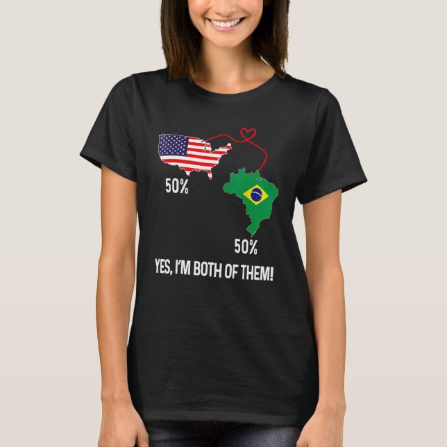 Camiseta Metade do Brasil Semestre Americano Flag Combinado (Frente)