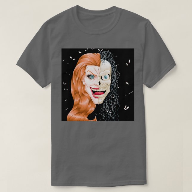 Camiseta Metade do crânio (Frente do Design)